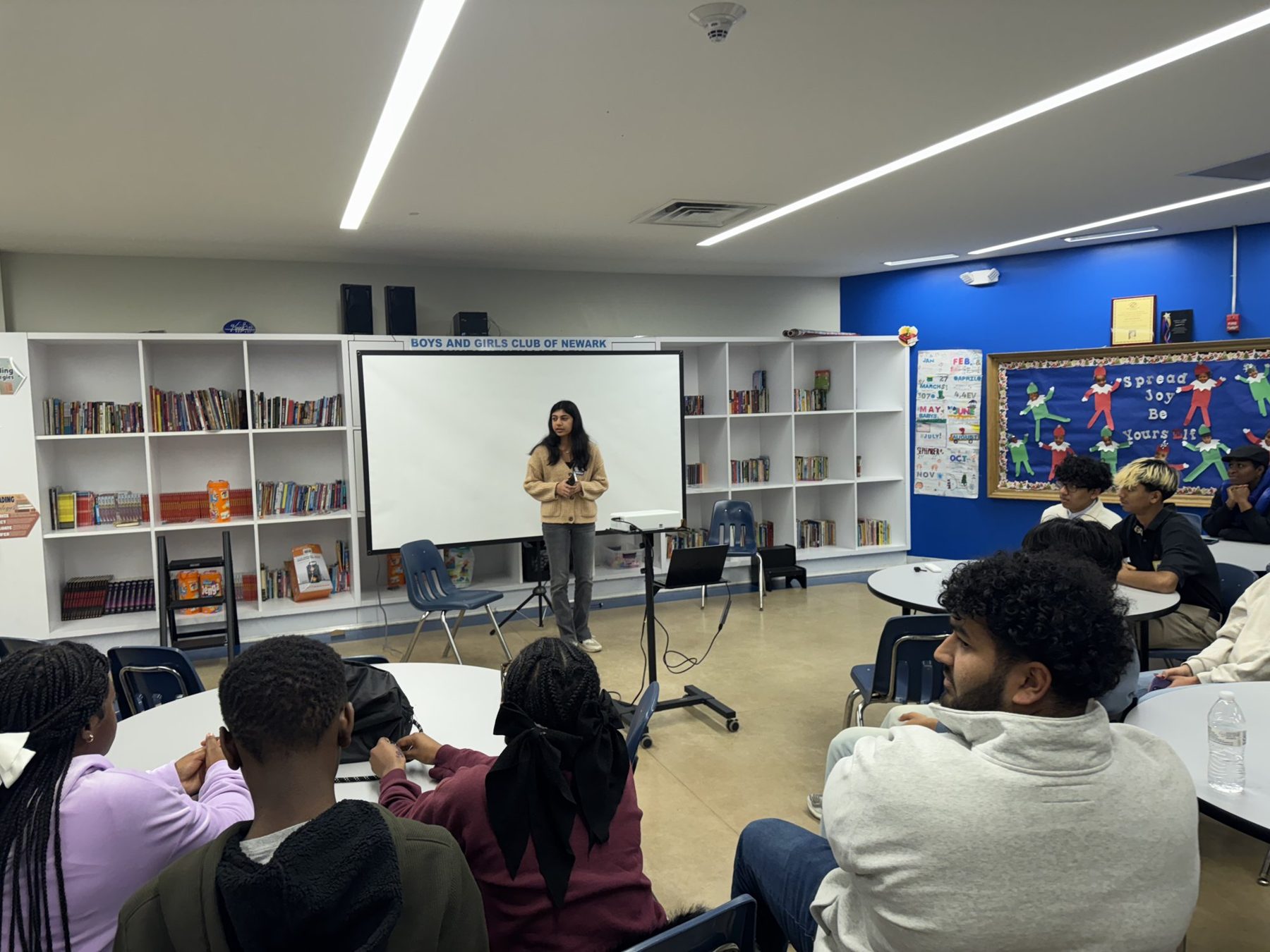 Jeff Braverman talking with students at the Boys & Girls Club of Newark